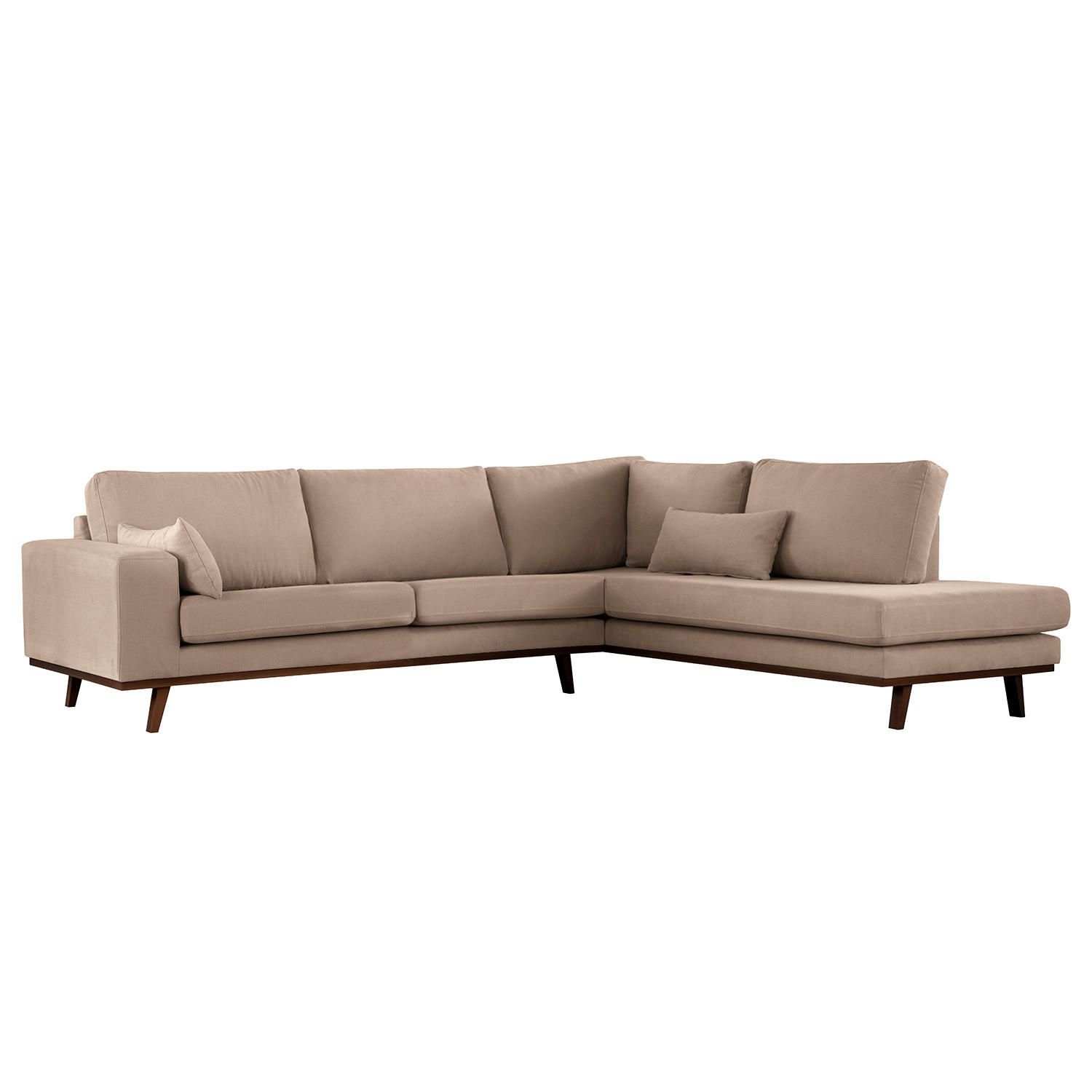 ECKSOFA mit Ottomane - Taupe/Buchefarben, Textil (287/219cm) - home24
