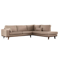 ECKSOFA mit Ottomane - Taupe/Buchefarben, Textil (287/219cm) - home24