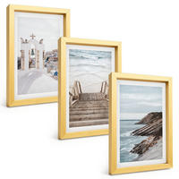 BILDER SET 3er Set - 20x30 cm Goldrahmen - Meeresarchitektur Santorin - Goldfarben, Kunststoff (20/30cm) - TULUP