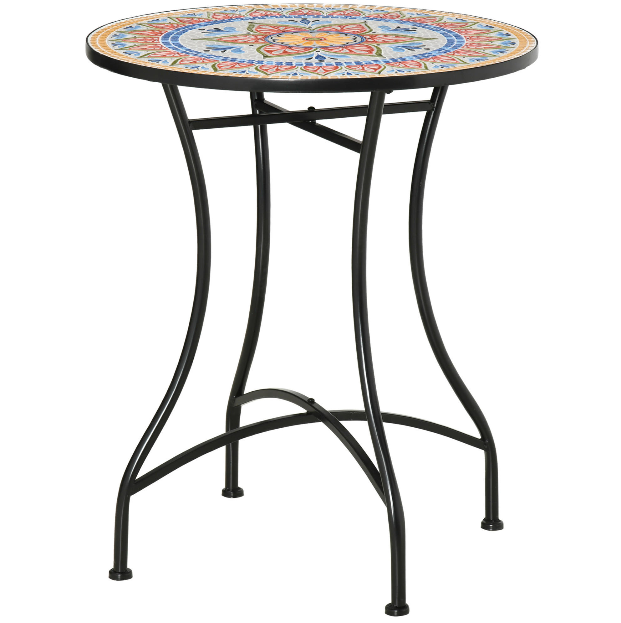LOUNGETISCH Ø60/71 cm Rot aus Metall mit Mosaikplatte - Naturfarben, Metall (60/60/71cm) - OKMYHOME