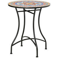 LOUNGETISCH Ø60/71 cm Rot aus Metall mit Mosaikplatte - Naturfarben, Metall (60/60/71cm) - OKMYHOME