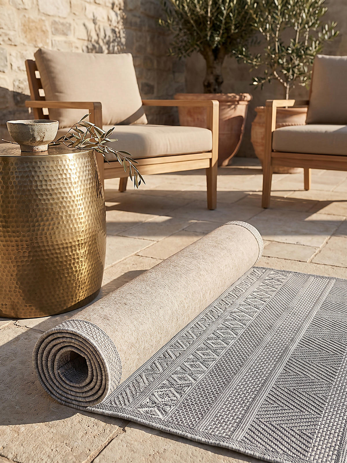 TEPPICH Flachgewebe ESERA Gestreift Polypropylen Grau 80 x 150 cm - Grau, Textil (80/150cm) - KADIMA DESIGN