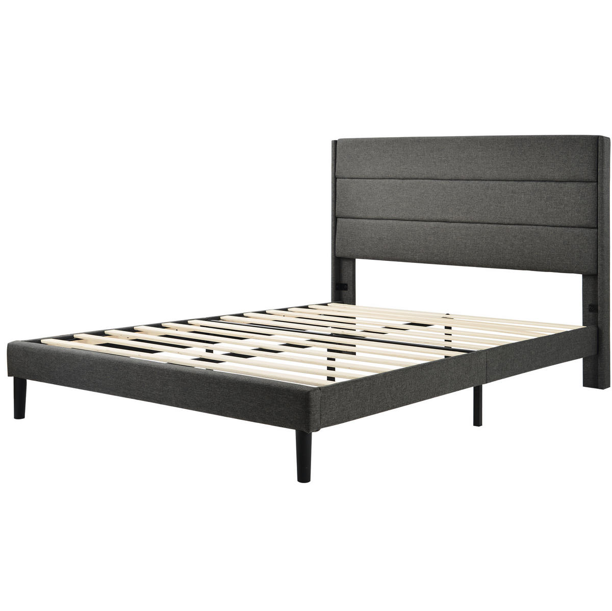 BETT mit Lattenrost 140x200 cm Leinen Dark Grey - Dunkelgrau, Metall (140/200cm) - Meubliv