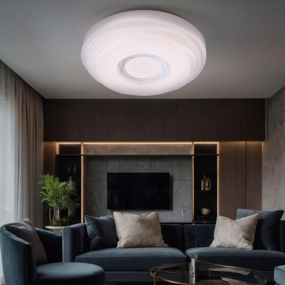 LED DECKENLEUCHTE Metall Weiß MALIK - Weiß, Metall (34/34/9cm) - Globo Lighting