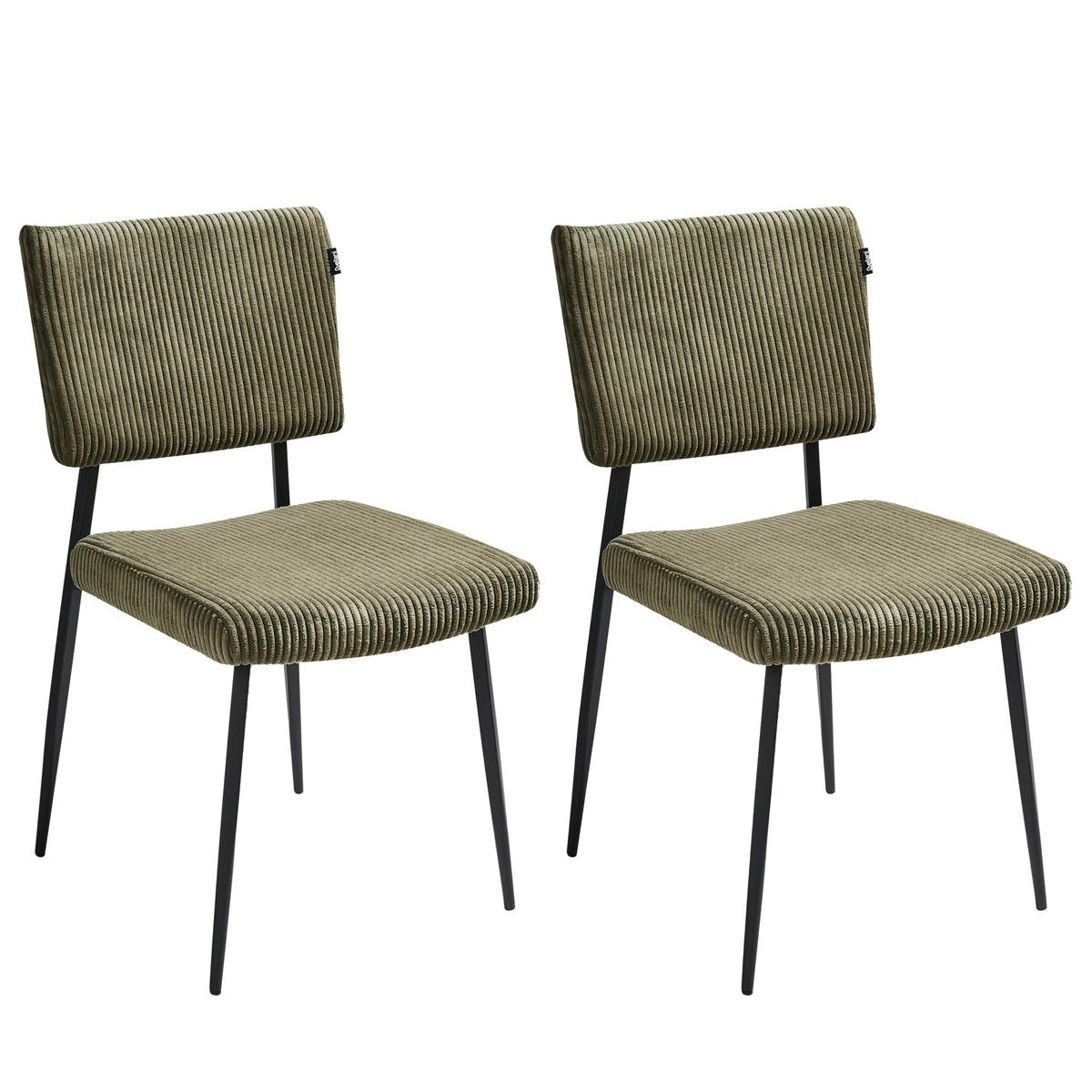 ESSZIMMERSTUHL 2er-Set Olivgrün Sturgis - Schwarz/Grün, Textil (47/87/54cm) - Beliani