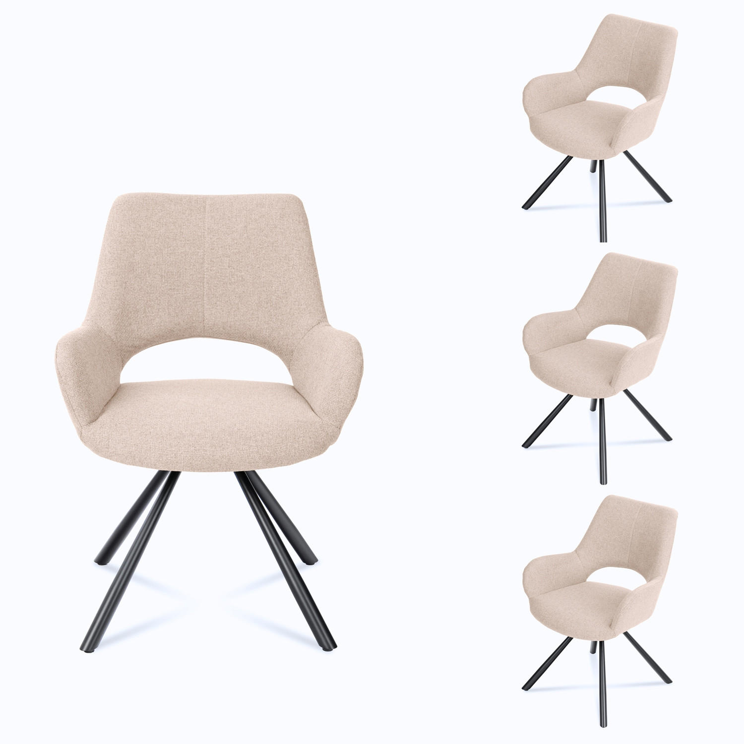 Meubles Cosy Esszimmerstühle Beige 48.5x81x58 cm