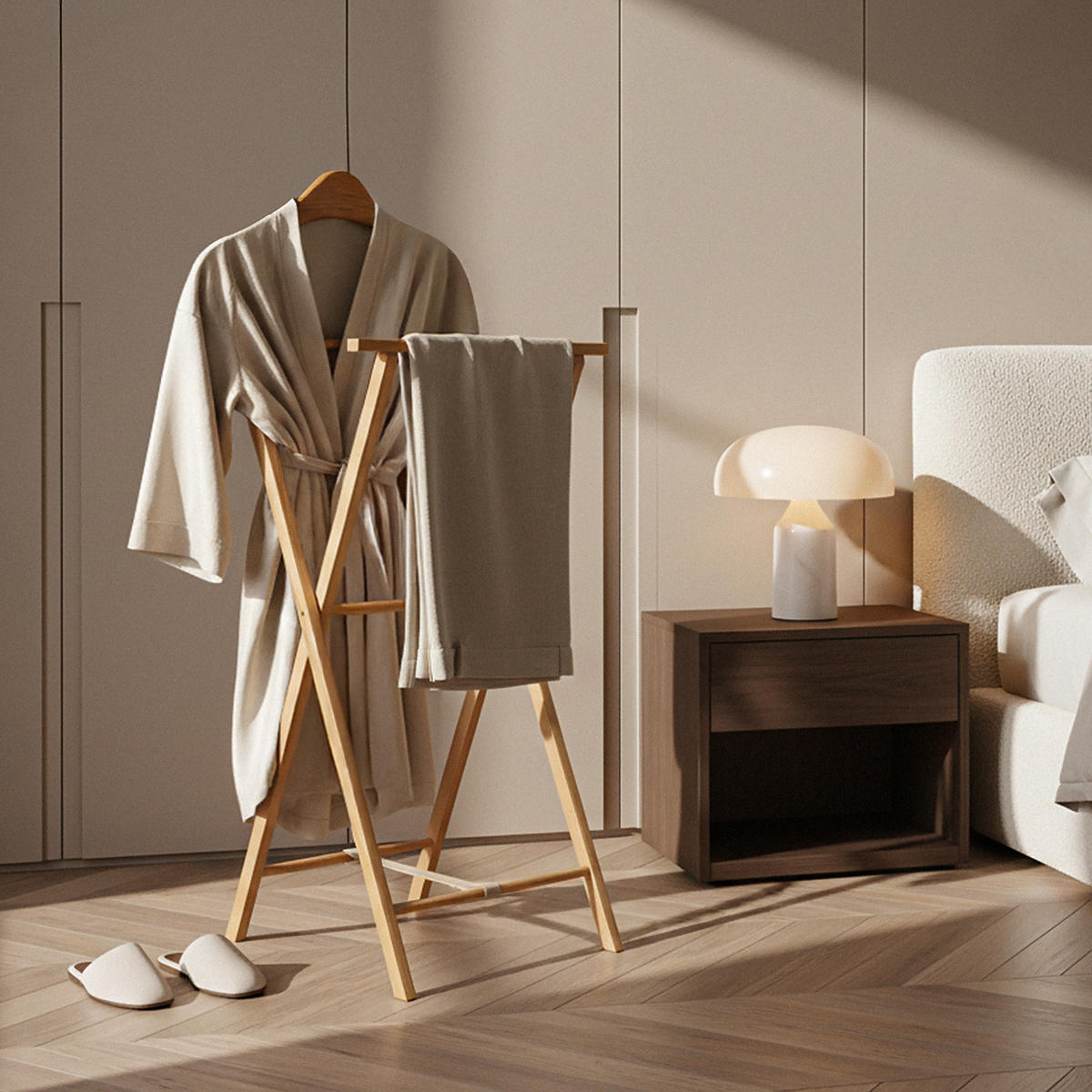 KLEIDERBUTLER AGLAS Herrendiener, natürliches Buchenholz - Naturfarben, Holz (32/104/44cm) - KONSIMO®