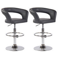 BARHOCKER 2er Set Lederlook grau - Chromfarben/Grau, Textil/Metall (58/82/47cm) - CLP