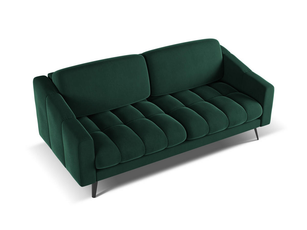 3-SITZER SOFA Samt Stoff Grün - Dunkelgrün/Schwarz, Textil/Metall (202/80/95cm) - Makamii