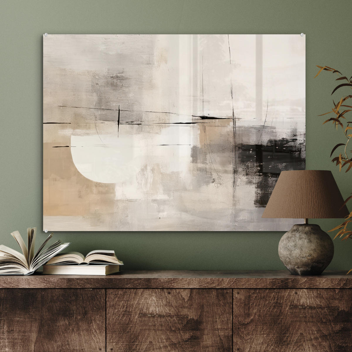 OBRAZ NA AKRYLOVOM SKLE Abstraktné - Umenie - Sivé 80x60 cm - svetlosivá, sklo (80/60cm) - MuchoWow