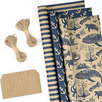 GESCHENKPAPIER-SET 3 Rollen Marineblau Ozean 43 cm x 3 m - Multicolor, Papier (43/43/43cm)