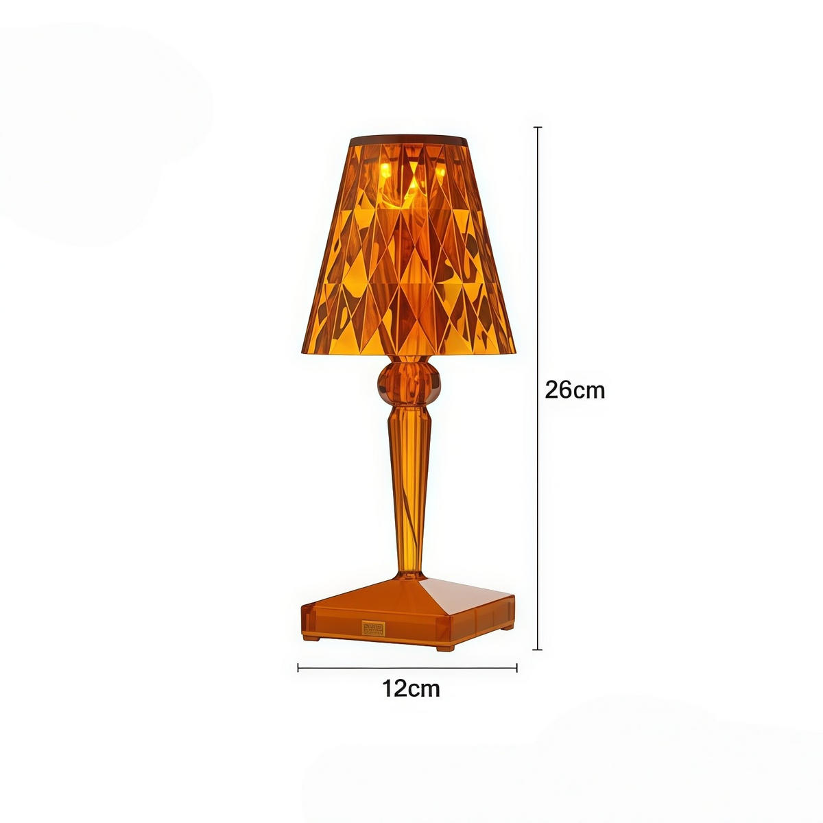TISCHLEUCHTE Bernstein Diamant Akku Dimmbar - Orange, Kunststoff (12/26/12cm) - Authentics