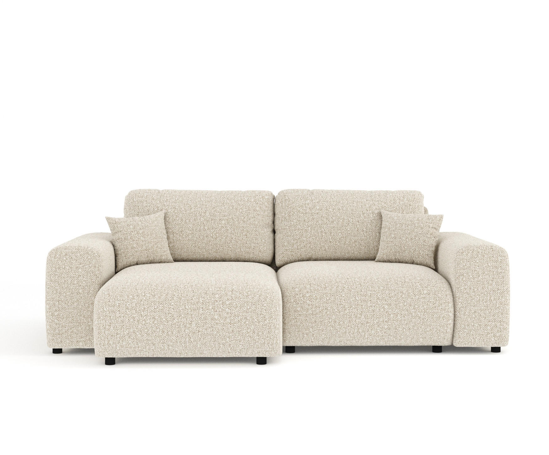 ECKSOFA Zanzibar Beige Plüschstoff - Beige/Schwarz, Holz/Holzwerkstoff (237/144cm) - Maison de Reve