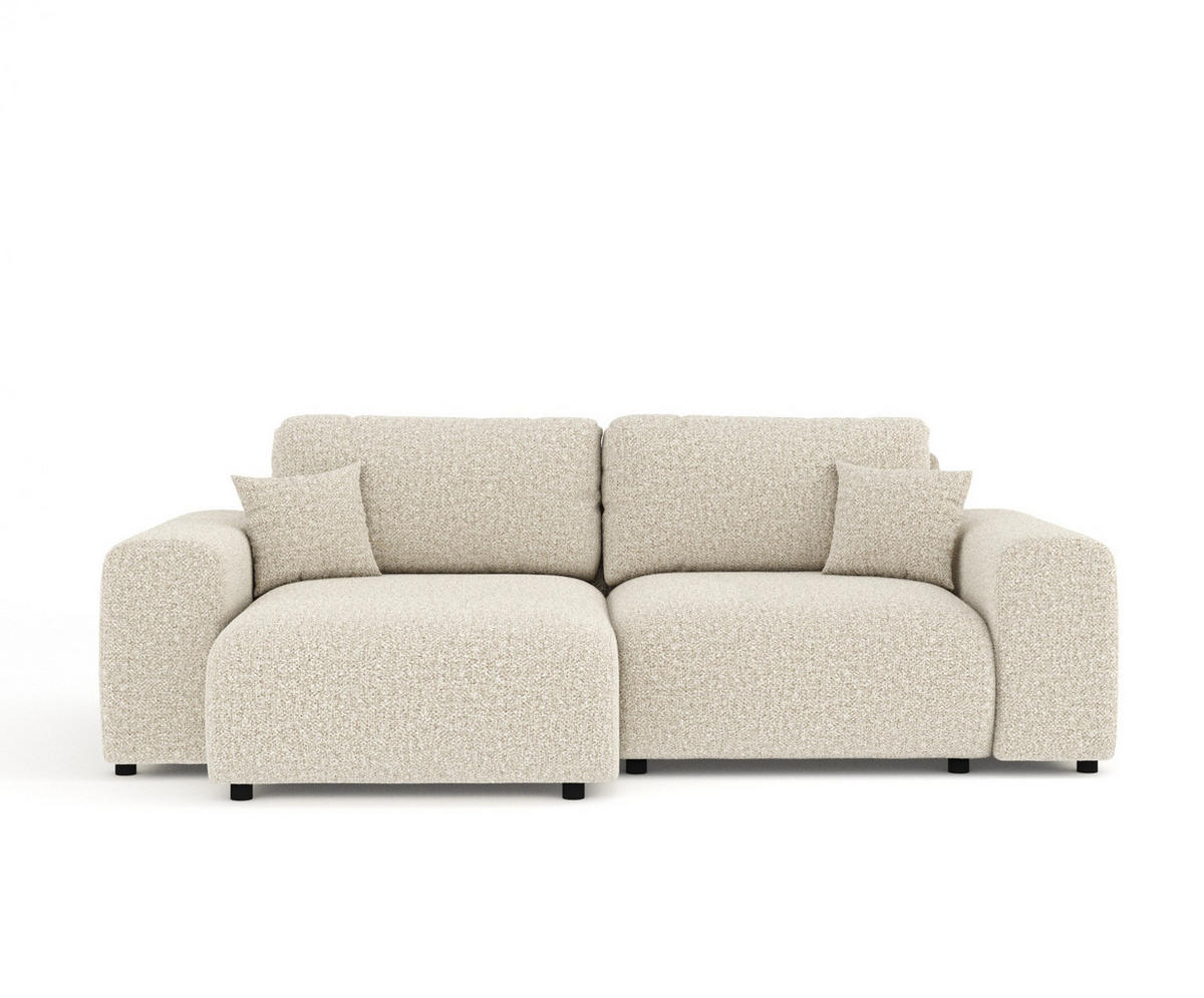 ECKSOFA Zanzibar Beige Plüschstoff - Beige/Schwarz, Holz/Holzwerkstoff (237/144cm) - Maison de Reve