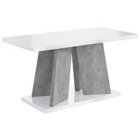 KAFFEETISCH 110x70x60 cm - Hochglanz Weiß / Betonoptik - UFOM - Weiß Hochglanz, Holzwerkstoff (110/70/60cm) - ALTDECOR