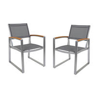 GARTENSTUHL 2er Set Andre mit Armlehnen Kunststoffgewebe Gartenstühle - Hellbraun, Kunststoff (56/84/66cm) - DELUKE