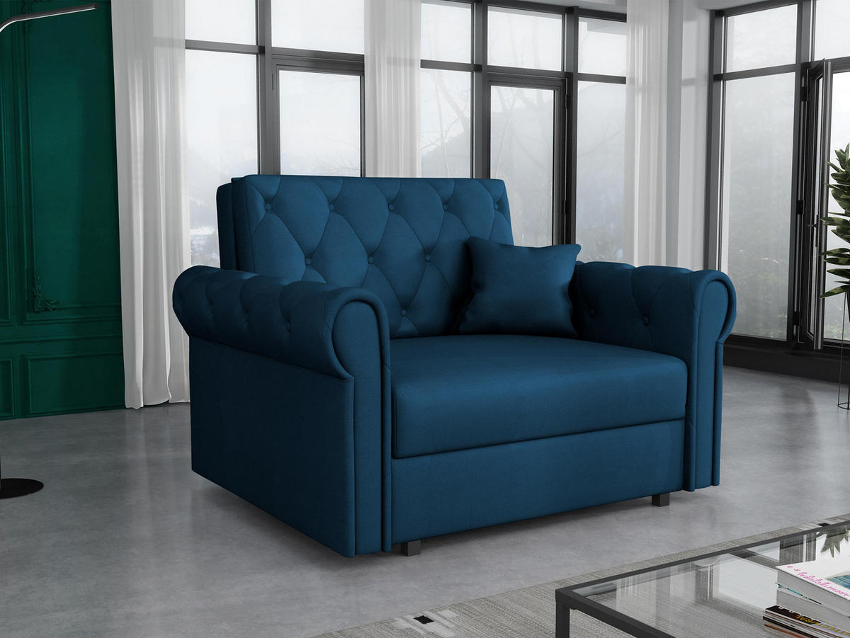 SCHLAFSOFA Viva Roma I - Blau/Schwarz, Holz/Textil (116/85/98cm) - MIRJAN24