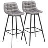 BARHOCKER 2er Set, Fußstütze, Samt, Hellgrau - Hellgrau/Schwarz, Textil/Metall (43/88/35.5cm) - Woltu