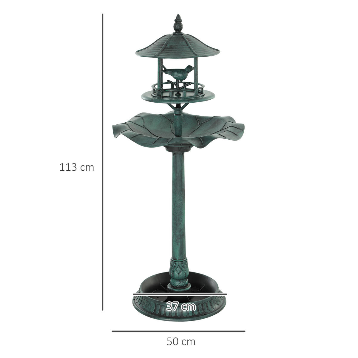 VOGELBAD 3-in-1 DE-13813 mit Pflanzschale & Futterhaus Patinagrün - Grün, Kunststoff (50/113/50cm) - ComfortXL