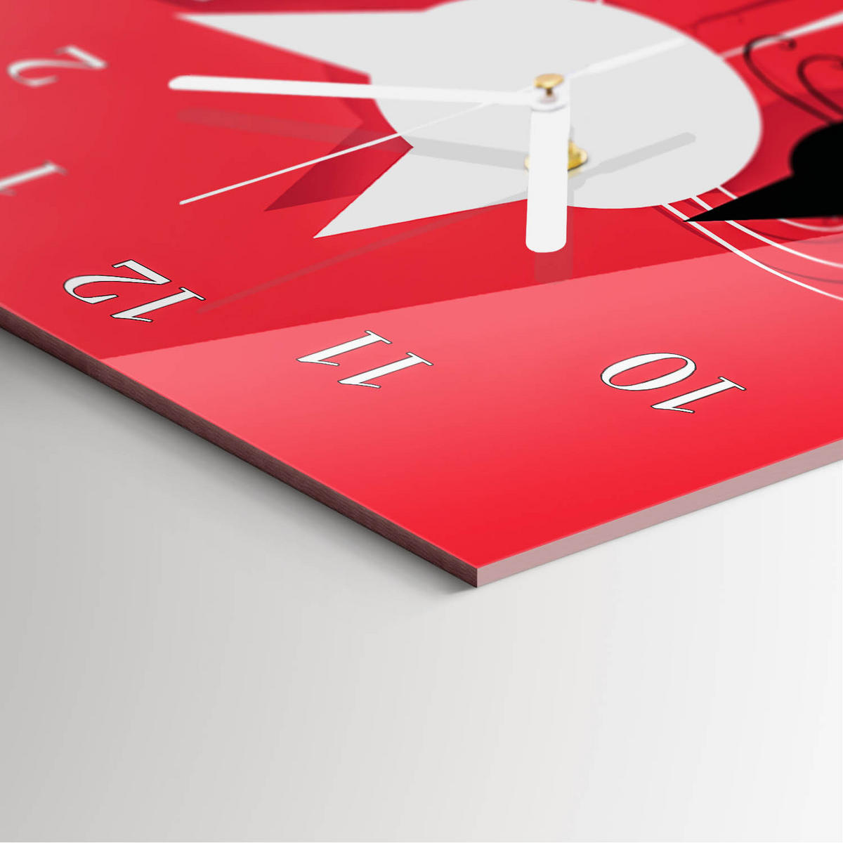 WANDUHR 30x60 cm - Flaschenbrief - Rot, Glas (30/60/0.4cm) - TULUP