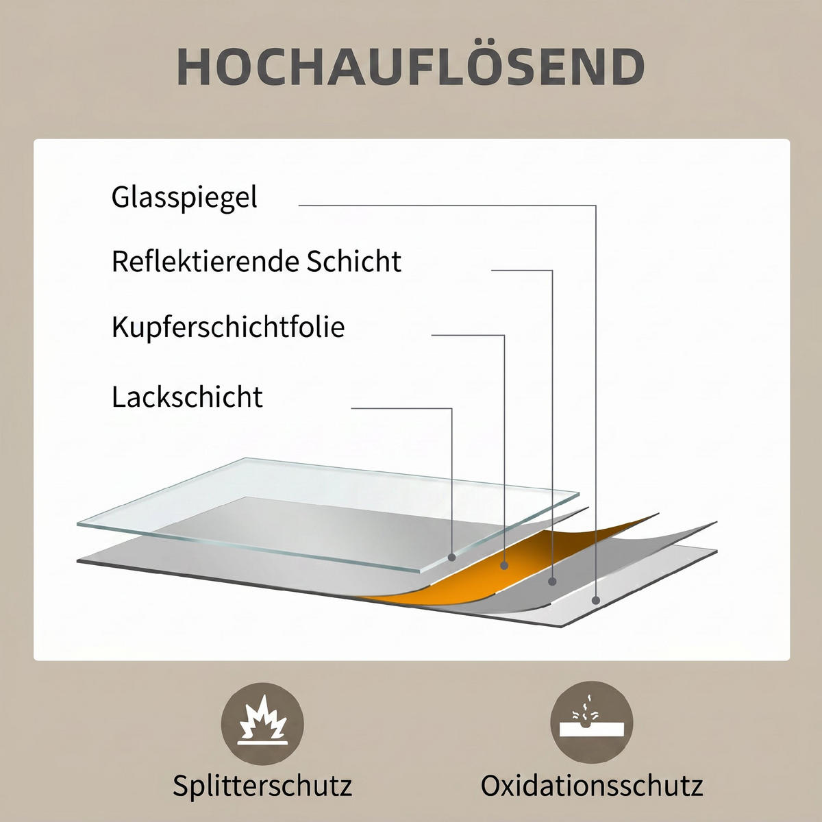 WANDSPIEGEL MDF Glas Schwarz - Schwarz, Holzwerkstoff (2/80/60cm) - HOMCOM