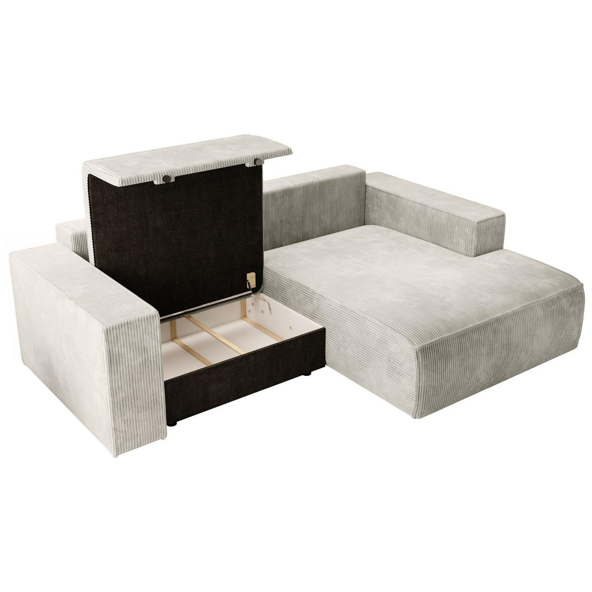 ECKSOFA Farese Mini mit Cordbezug Greige, rechts - Taupe/Schwarz, Textil (167/240cm) - Selsey