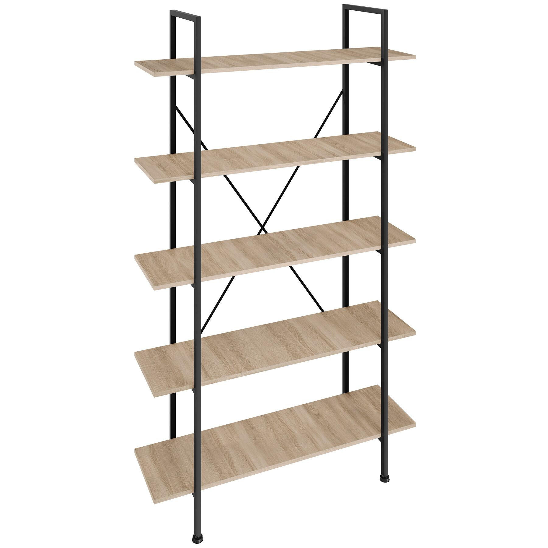 REGAL Glasgow,inklusive Kippschutz, 106 x 34,5 x 179,5 cm,Industrial Holz hell, Eiche Sonoma - Naturfarben, Holz (34.5/179.5/106cm) - tectake