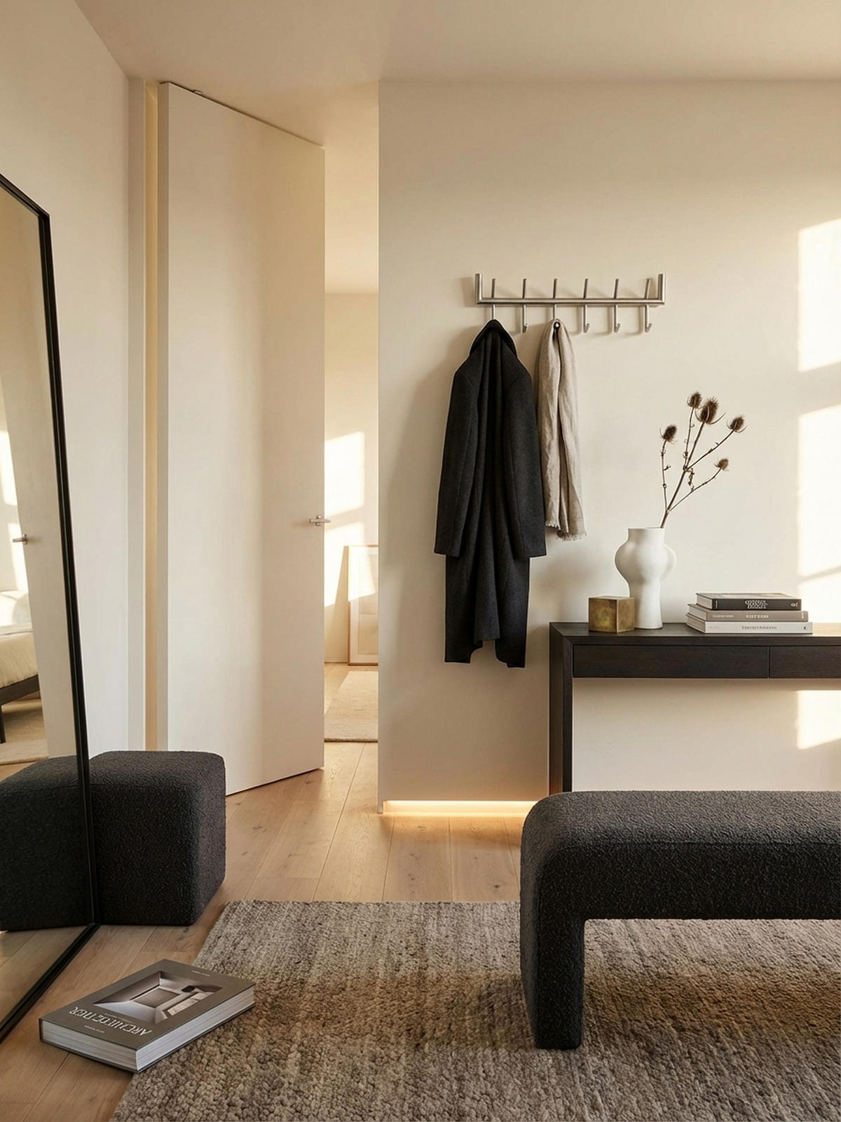 WANDGARDEROBE Metall Silber Modern 60x19x10 cm mit 12 Haken - Silberfarben, Metall (60/19/10cm) - KADIMA DESIGN