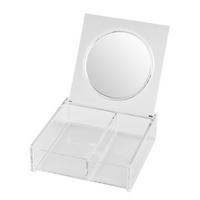 KOSMETIKORGANIZER, mit 2 Fächern, Spiegel im Deckel - Transparent, Kunststoff (15/15/5cm) - bremermann