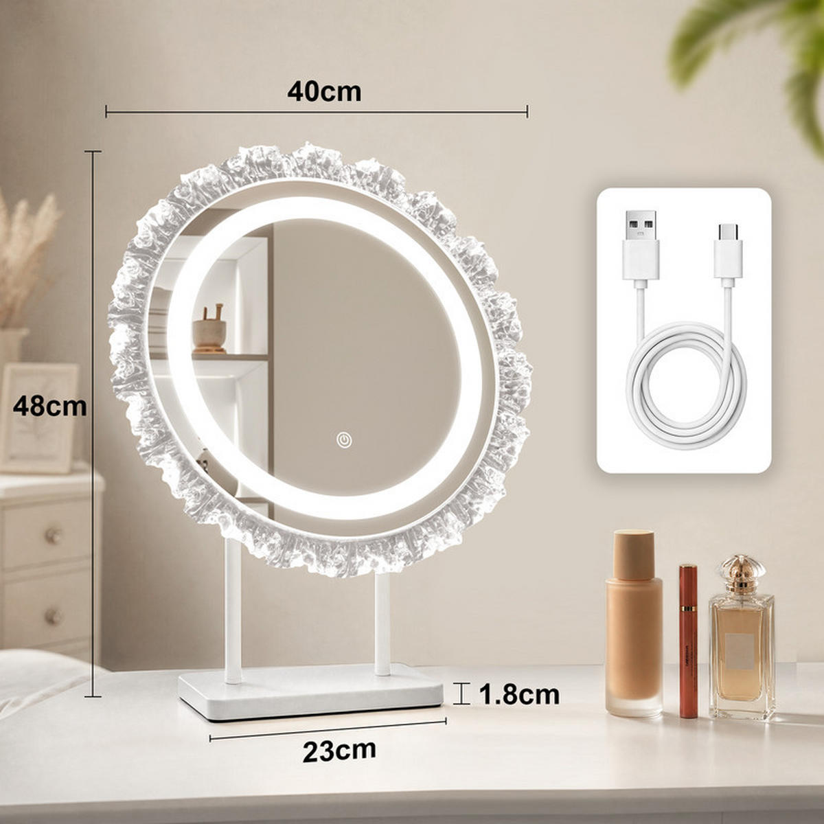 SPIEGELLAMPE 12/40/48cm - Weiß, Glas (12/48/40cm) - Nettlife