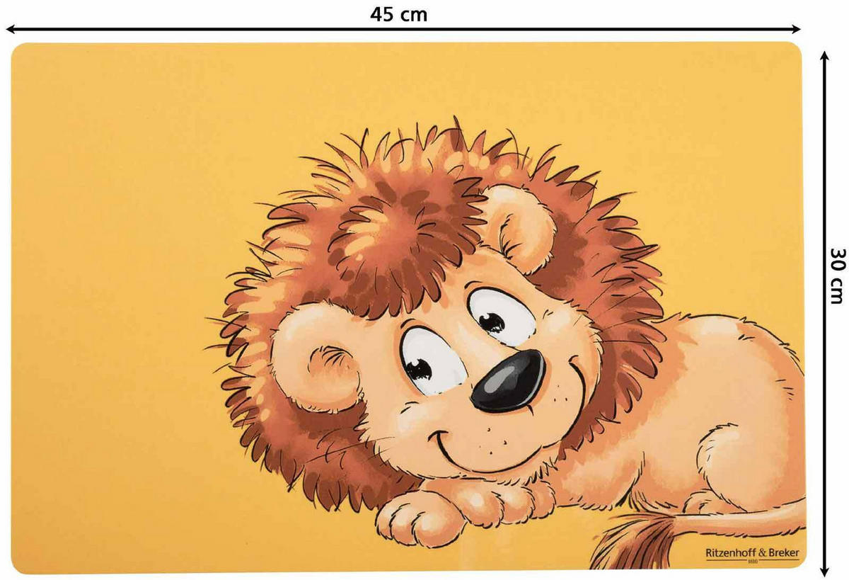 KINDERGESCHIRR + TISCHMATTE Happy Zoo Löwe 4er Set - Gelb, Keramik (1/1/1cm) - Ritzenhoff Breker