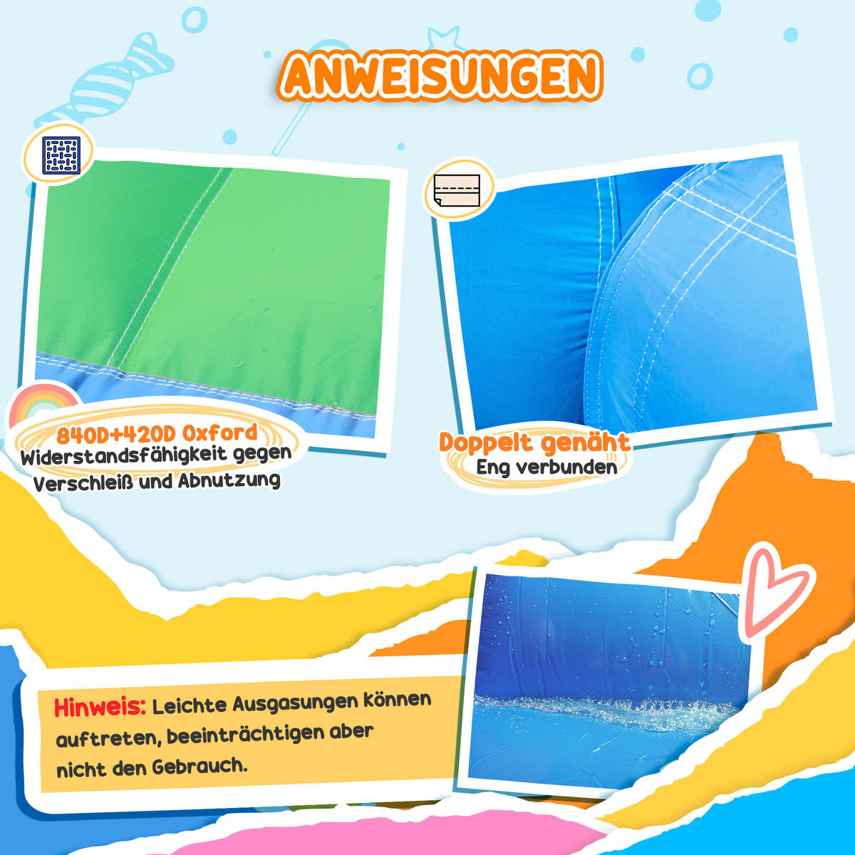 HÜPFBURG, Mehrfarbig, Oxfordstoff, 416L x 370B x 195H cm - Multicolor, Textil (360/315/195cm) - AIYAPLAY