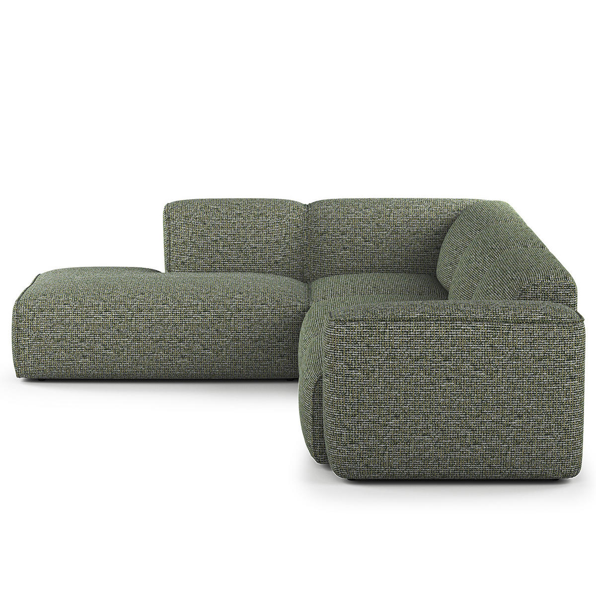 3-SITZER ECKSOFA mit Recamiere - Schwarz/Grün, Kunststoff/Textil (295/231cm) - home24