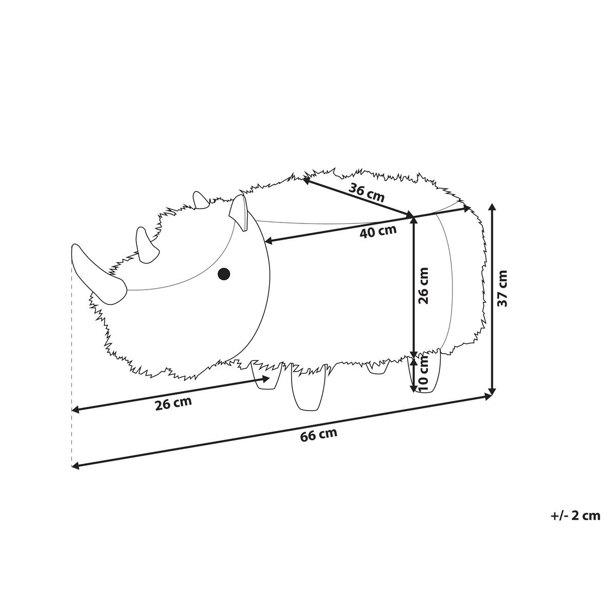 TIERHOCKER Sandbeige Woolly - Weiß/Braun, Kunststoff (66/37/36cm) - Beliani