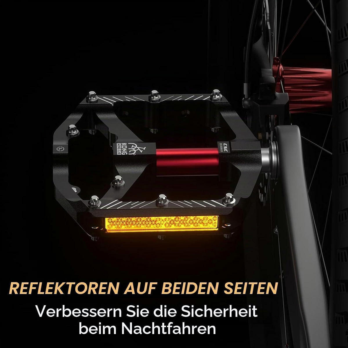 FAHRRADPEDALE Plattformpedale mit Reflektoren Schwarz - Schwarz, Metall (9.8/2/11.7cm)