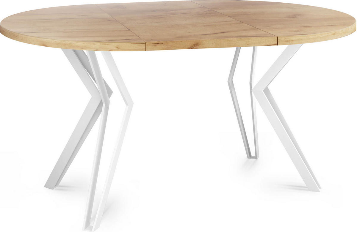 ESSTISCH Austin runder ausziehbarer, Craft Eiche 120-200/100/76 cm - Eiche Wotan/Weiß, Holzwerkstoff/Metall (120/120/76cm) - WFL GROUP