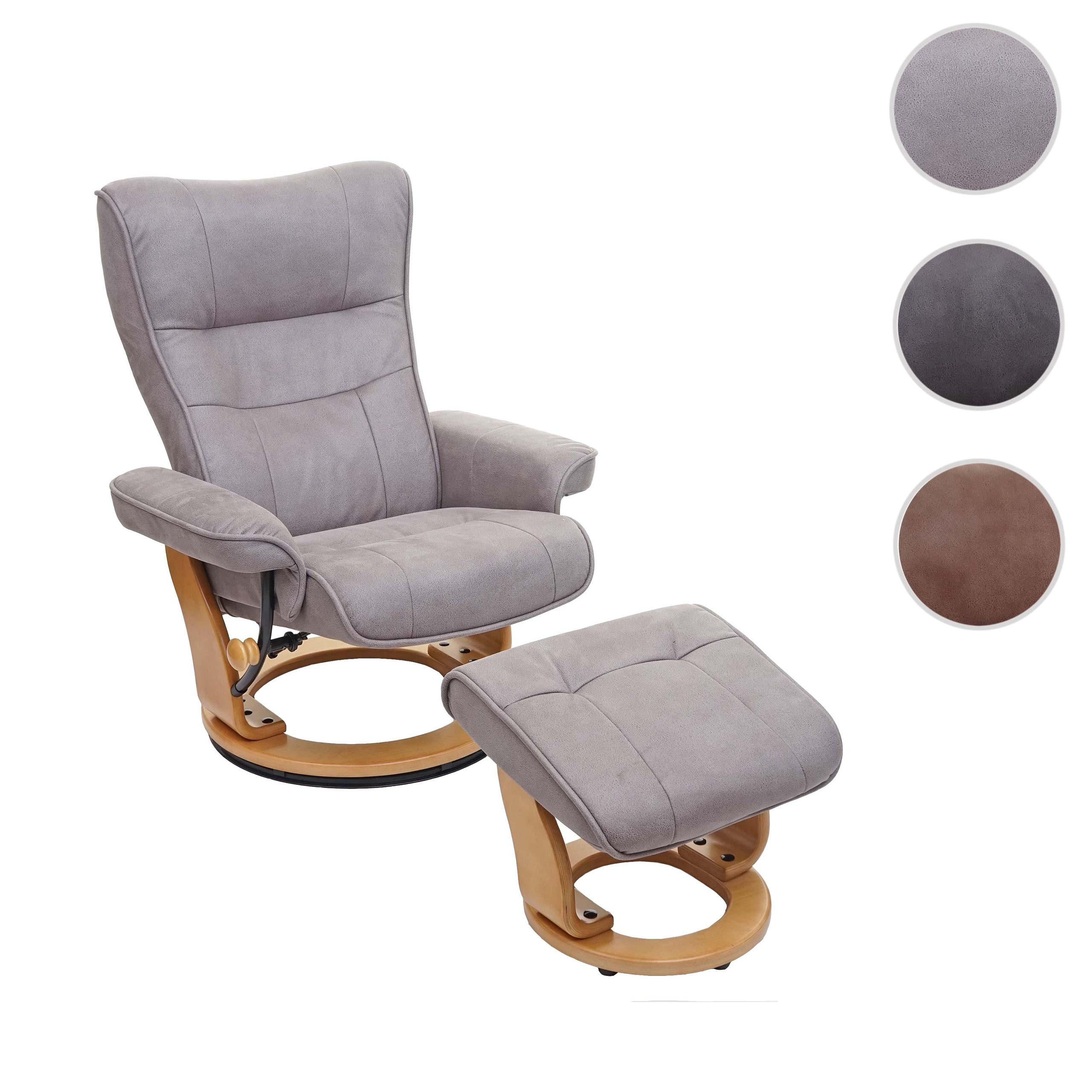RELAXSESSEL MIT HOCKER Hellgrau - Hellgrau, Textil (85/104/117cm) - MCA