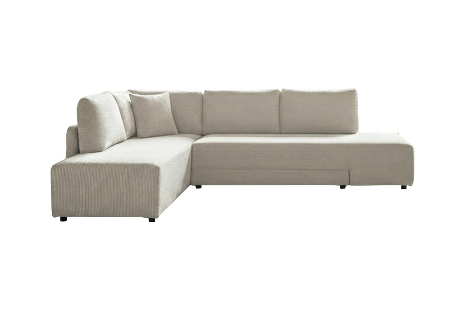 SCHLAFSOFA SADIRA Cremeweiß Cord - Creme/Schwarz, Kunststoff/Textil (288/209cm) - KAWOLA
