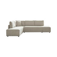 SCHLAFSOFA SADIRA Cremeweiß Cord - Creme/Schwarz, Kunststoff/Textil (288/209cm) - KAWOLA