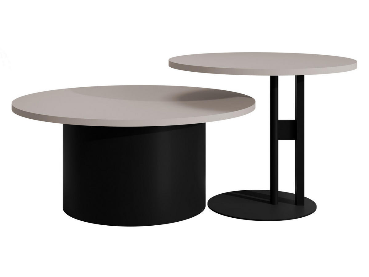 COUCHTISCH-SET Monar - Kaschmir/Schwarz, Holzwerkstoff/Metall (58/58/45cm) - MIRJAN24