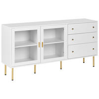 SIDEBOARD se skleněnými dveřmi 160 cm Bílý Milora - bílá, kompozitní dřevo (160/80/40cm) - Beliani