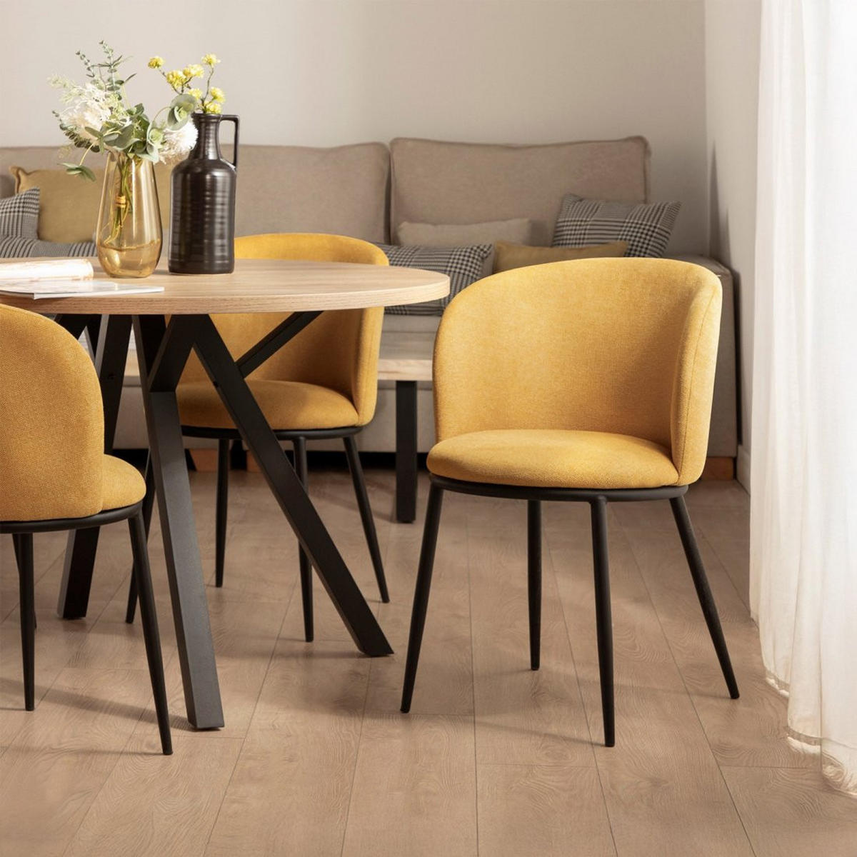 ESSZIMMERSTUHL Nolan Senf / Gelb 51 cm x 80 cm - Dunkelgelb, Textil (51/80/57cm)