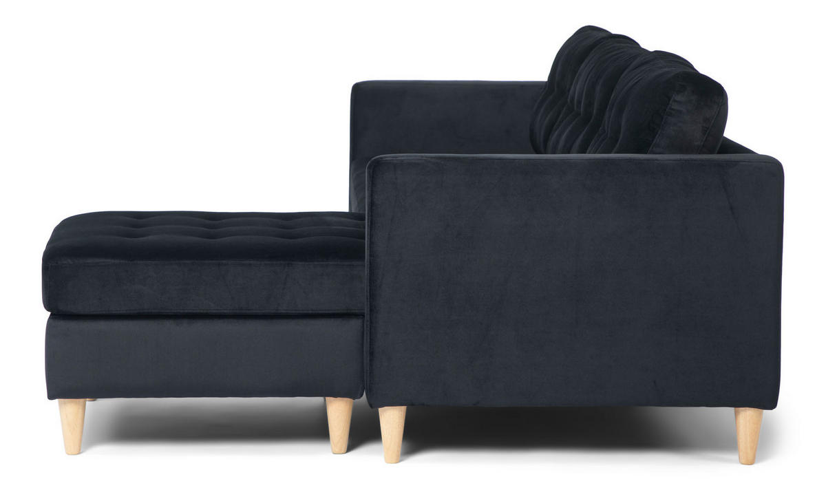 ECKSOFA Velours schwarz - Schwarz, Textil (219/151cm) - ebuy24