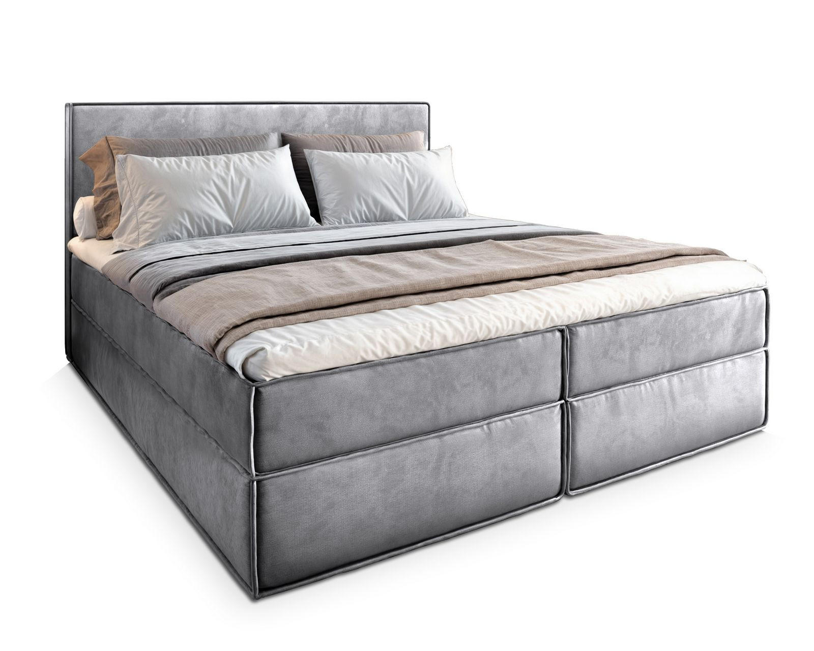 BOXBETT PELLIO 160x200 cm mit Matratze und Topper - Hellgrau - Hellgrau, Holz (160/200cm) - MASSENO