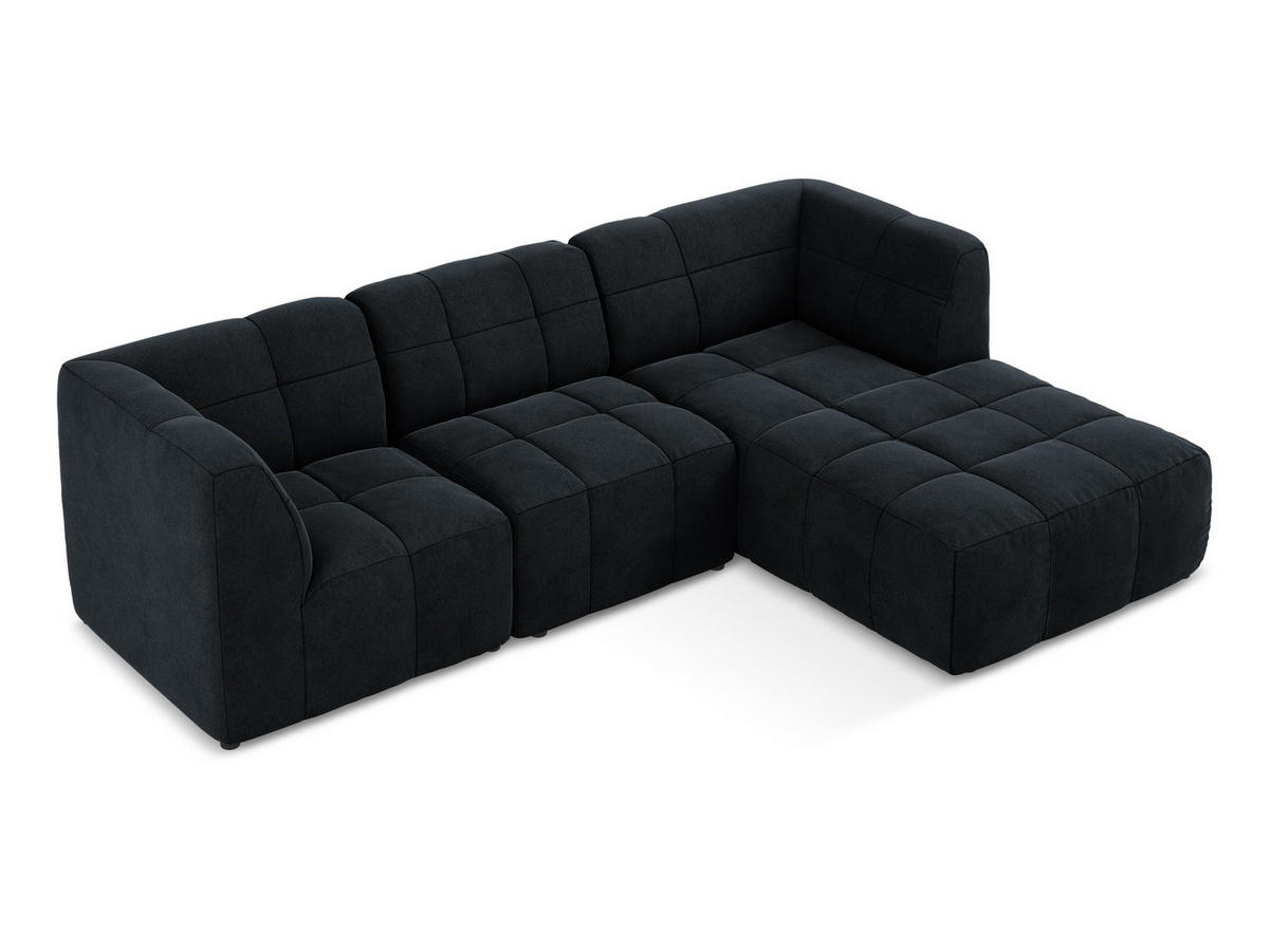 ECKSOFA Rechts Samt Stoff Blau - Türkis/Schwarz, Holzwerkstoff/Kunststoff (240/90cm) - Makamii