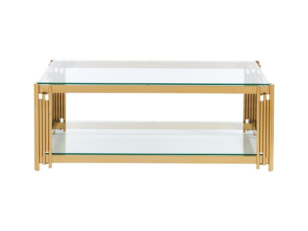 COUCHTISCH - Sicherheitsglas & Edelstahl - Goldfarben - NOMELANO - Goldfarben, Glas (123.5/63.5/45.5cm) - Pascal Morabito