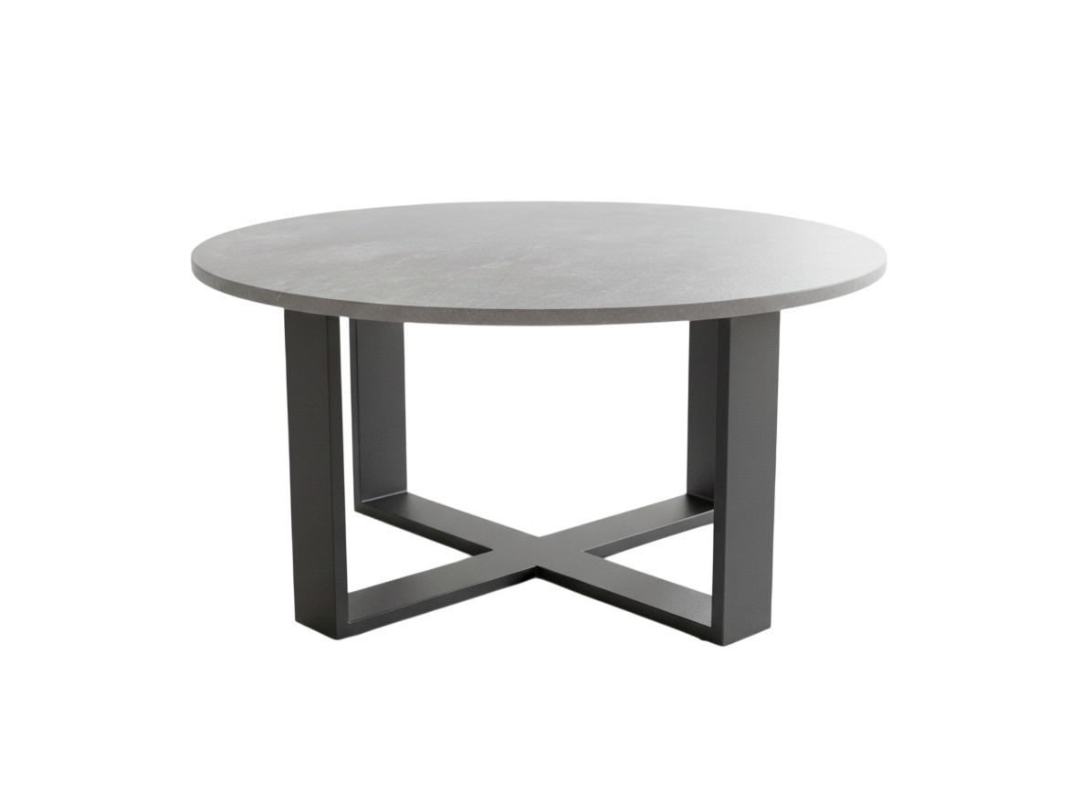 COUCHTISCH rund Beton Schwarz 86x42 cm - Hellgrau/Schwarz, Holzwerkstoff (86/86/42cm) - designimpex