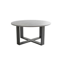 COUCHTISCH rund Beton Schwarz 86x42 cm - Hellgrau/Schwarz, Holzwerkstoff (86/86/42cm) - designimpex