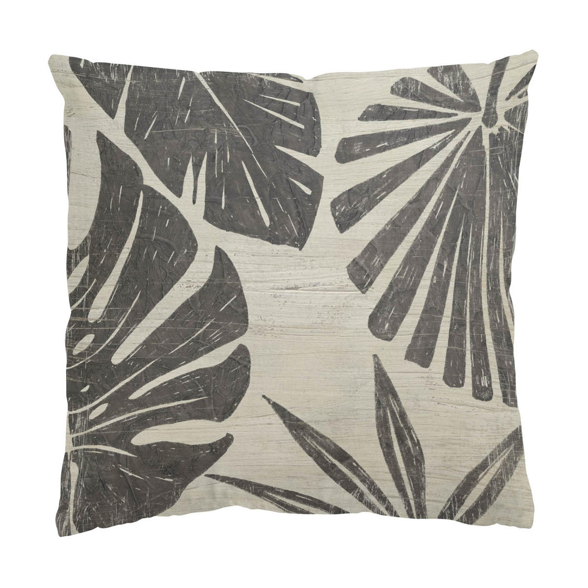 DEKOKISSEN Palmenblätter vor Hellgrau 40/40 cm - Grau, Textil (40/40/10cm) - Bilderwelten