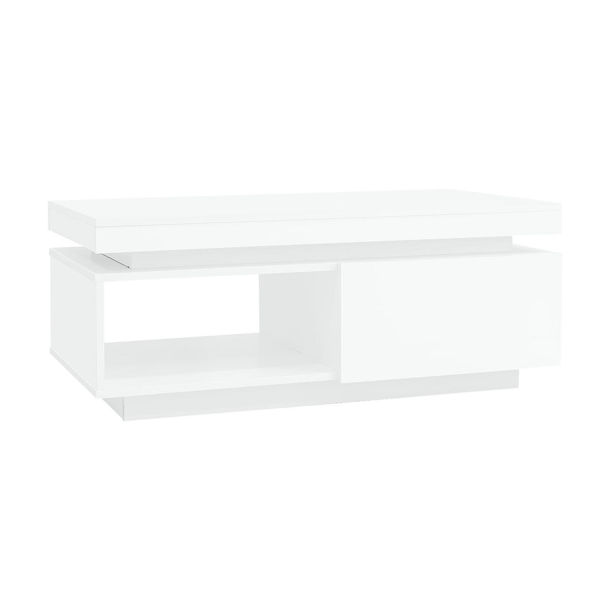 COUCHTISCH Weiß 100/50/40,3 cm mit LED-Beleuchtung - Weiß, Holzwerkstoff (50/100/40.3cm) - PANGIVO